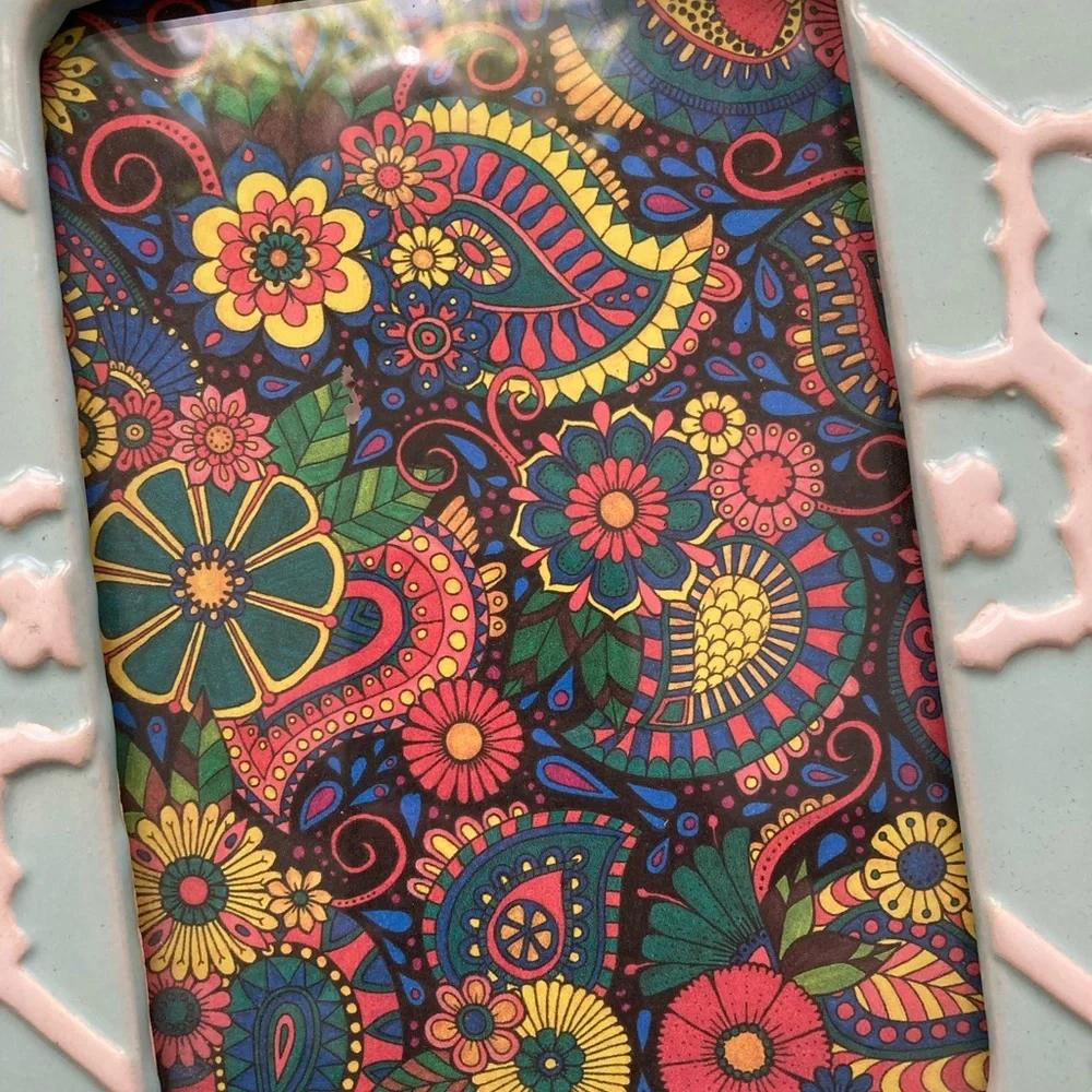 LAST CHANCE! Framed OOAK Paisley and Floral pattern hand-colored ink artwork. - Picture 10 of 11